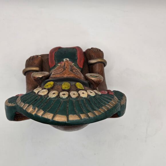 Vintage Mexican Hand Painted Clay Aztec Style Figure Statue 6.5" Folk Art - Picture 12 of 16